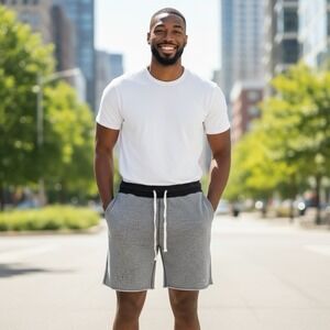 Aeropostale Men's Sweat Shorts Black and Grey‎ Drawstring Pockets Size XL